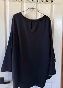Black Classy Women Ladies Dress Blouse Size 16 Caroline Morgan bell Sleeves Sb7 - Picture 1 of 6