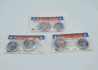 08 Barak Obama Coin Collection 24K Gold Layered Inaugural Presidencial... - Imagem 1 de 3
