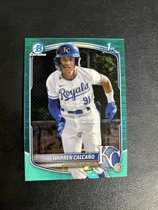 2025 Bowman Chrome Warren Calcano Aqua Pulsar /125 1st Kansas City Royals - Bild 1 von 2