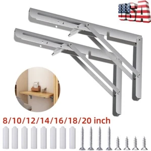 Folding Heavy Duty Shelf Bracket Wall Mounted Table Bench Bracket Wall Hinge US - Picture 1 of 28