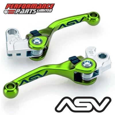 ASV F4 Short Green Adjustable Brake + Clutch Lever Set for Kawasaki KX250F 2008 — 第 1/4 张图片