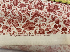 FOUR yds Bloomcraft FABRIC 55" wide Flowers Red Rose Shades Cottage Country Core - Picture 1 of 5