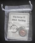 1944 80th birthday Lucky Farthing Charm key ring gift present bag WW2 vintage x