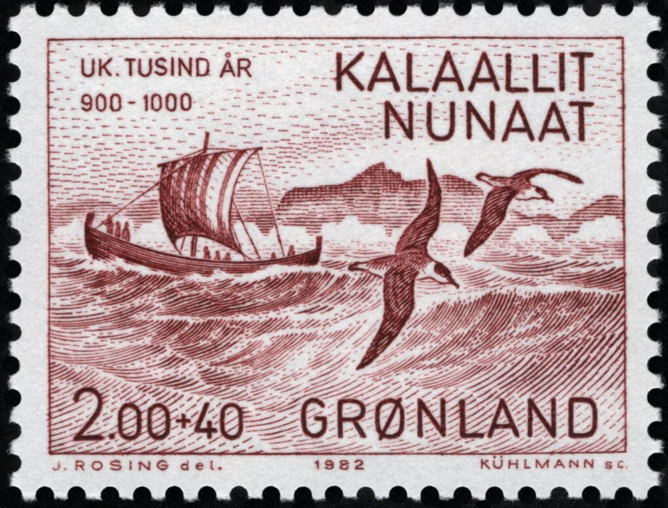 Groenlandia #Mi137 MNH 1982 Erik el pájaro barco vikingo rojo [B10 YT125] Foto 1 de 1