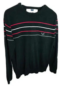 FCUK French Connection UK 🇬🇧Sweater Button Shoulder Black Red Stripe Men’s Med - Picture 1 of 12