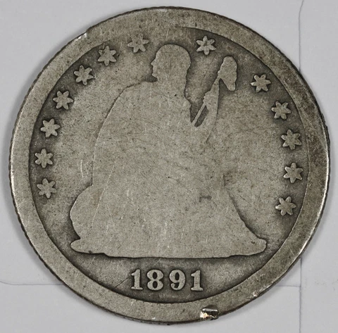 1891-o Seated Liberty Quarter.  Circulated.  183675 Cover