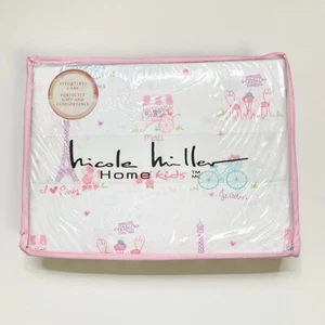 Juego de sábanas dobles Nicole Miller Home Paris niños niñas NUEVO - Imagen 1 de 3