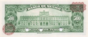 Mexico 500 Pesos Specimen 02.08.1974 Series BYJ Uncirculated Banknote - Picture 1 of 2