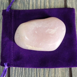 Rose Quartz XXL Palm Worry Stone 5.25oz with Pouch Tumbled A Grade Love Healing - Picture 1 of 13