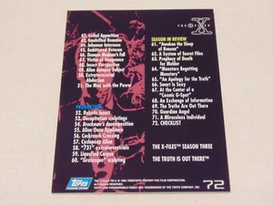 The X-Files Trading Cards Checklist – Season 3 #72 TOPPS 1996 – Used Excellent - Picture 1 of 3