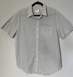 LEVIS Men’s Shirt Size Large White Grey Striped Collared New With Tags - Picture 1 of 3