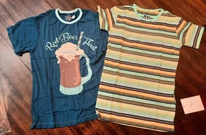 Kickee S/S Tee X 2, size 8, Root Beer Float & Cancun Glass Stripe, NWT - Picture 1 of 4