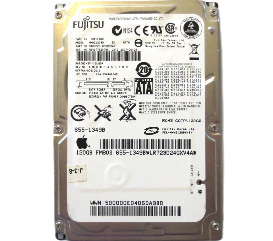 MHW2120BH CA06820-B38800AP 0FFF6A-00810013 (NZ4) Thailand 120gb 2.5" HDD 2007-06 - Image 1 of 1