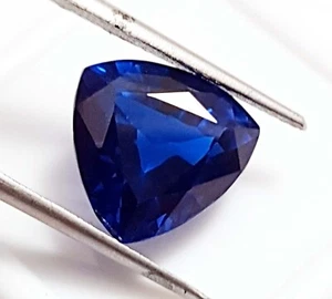 12.80 Ct Certified Blue Kashmiri Sapphire Trillion Cut Loose Gemstone Ring Size - Picture 1 of 8