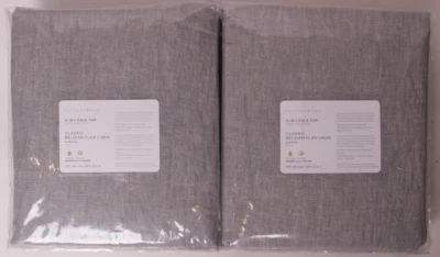 set/2 Pottery Barn Belgian flax linen curtain panels, 100x84, chambray gray - Image 1 of 3