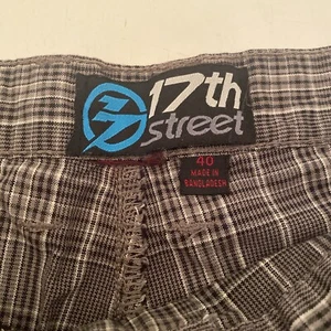 Surf Shop 17th Street Mens Black Gray Plaid Casual Shorts Size 40 Zip Golf VCUC - Picture 1 of 8