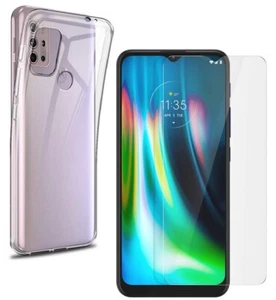 For MOTOROLA MOTO G10 TEMPERED GLASS SCREEN PROTECTOR + CLEAR TPU GEL CASE COVER - Picture 1 of 12