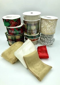 ENORME Lote de Cinta de Navidad Artesanía - 20+ Carretes Muchos Sin Abrir - Imagen 1 de 2