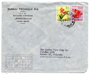 Belgian Congo 1953 commercial airmail cover to the US - Picture 1 of 2