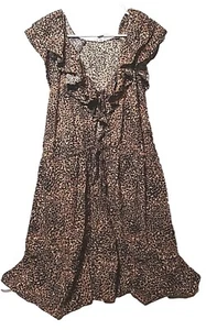 Vtg Shift Dress Leopard Retro Grunge Boho Flowy Festival Vacation Mob Wife 2X - Picture 1 of 4