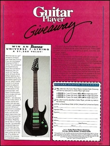 Ibanez Universe UV7BK 7 cuerdas guitarrista sorteo concurso 1990 formulario de inscripción - Imagen 1 de 3