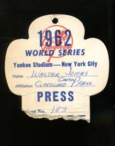 1962 World Series Press Pass Ticket Yankees v Giants Mantle Mays 25502 - Picture 1 of 1