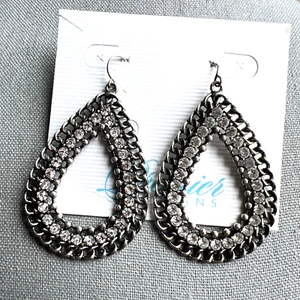 Premier Designs Rhinestones Silver Tone Earrings; New With Tag - Picture 1 of 10