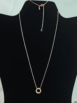 全新 100% 正品 Pandora 玫瑰金标志 Pavé Circle Collier 项链 387436C01 — 第 1/4 张图片