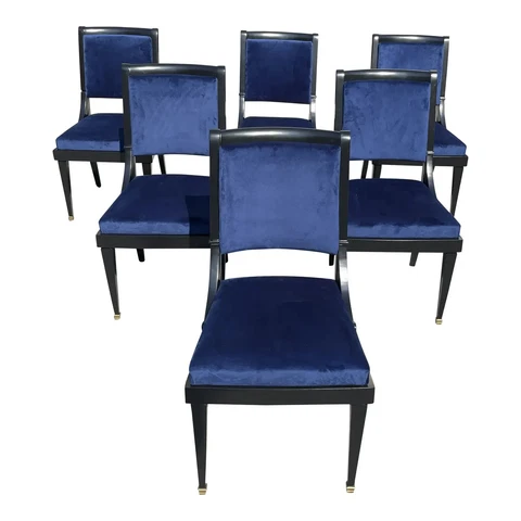 Fine Set of 6 French Louis XVI Style Dining Chairs 1910s Cover