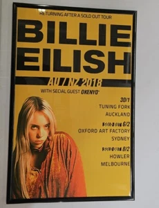 Poster concerto Billie Eilish 2018 Australia e Nuova Zelanda 11 x 17 incorniciato - Foto 1 di 2