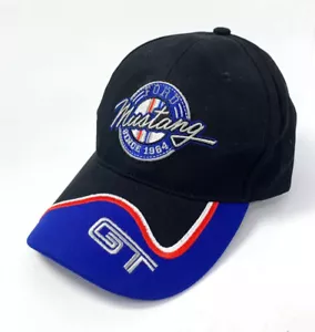 Ford Mustang desde 1964 logotipo sombrero/gorra - negro y azul con emblema GT - Imagen 1 de 4