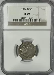 1924-D Buffalo Nickel 5C NGC VF-20 bella moneta originale - Foto 1 di 2