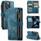 For iPhone 11 12 13 Pro Max 12 13 XR Plus Leather Flip Case Zipper Wallet Cover