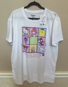 Hello Kitty & Friends cooles grafisches weißes Kurzarm T-Shirt Gr. XL - Bild 1 von 5