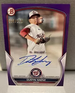 Dustin Saenz 2023 Bowman Prospect Auto Purple Parallel /250 Nationals PPA-DS - Picture 1 of 2