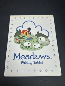 Vintage Meadows Writing Tablet Farm Painting 1982 Nina Sheep Barn Pasture - Imagen 1 de 3