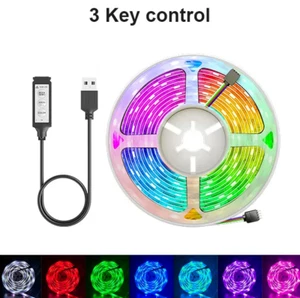 USB LED Ambience Strip Lights RGB Background Lights with 3 Key Remote Control 5V - Picture 1 of 3