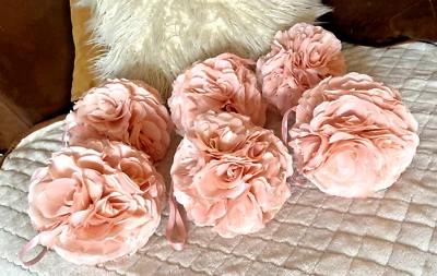Lote de 6 bolas de tela para besar flores boda fiesta centro de mesa/decoración rosa 6" Foto 1 de 4
