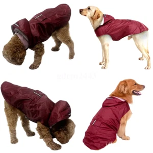 2025 NEW Waterproof Large Dog Raincoat Reflective Hooded Rain Wear Jacket S--5XL - Picture 1 of 16