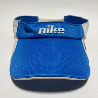 Vintage Nike Visor Y2K Women's Tennis Golf Workout Visor Blue White Silver Tag - Image 1 of 4