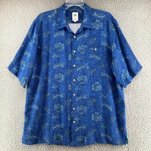 Territory Ahead Shirt Men XLT Blue Hawaiian Geometric All Over Print Floral Palm - Picture 1 of 14