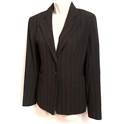 Anne Klein brown pinstripe womens blazer jacket sz 4 Foto 1 de 4