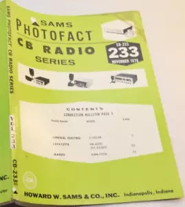 SAMS PHOTOFACT CB Radio #233 - NOV 1978 - Manuale di servizio riparazione - Foto 1 di 4