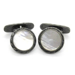 VINTAGE Manschettenknöpfe aus 835er Silber Perlmutt Cufflinks Mother Of Pearl - Bild 1 von 4