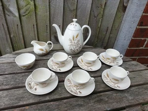 1950s Ridgway Sunblast Coffee Set Pot Milk/Cream Jug Sugar Bowl 6 Cups & Saucers - Picture 1 of 10