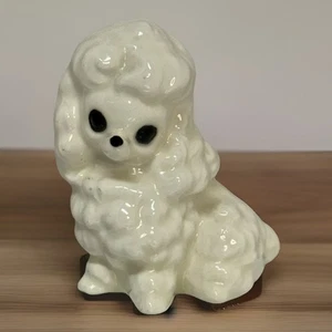 Vtg Ceramic Bone China White Poodle Dog Figurine Sitting Pose 3.75 Inches Tall - Picture 1 of 9