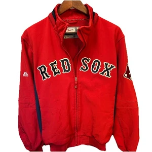 Majestic Boston Red Sox Therma Base Jacket MLB Fleece Lined Zip Bomber Mens Med  - Picture 1 of 8