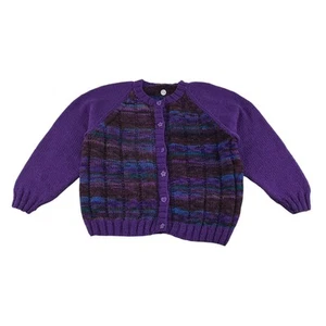 Cárdigan tejido a mano 5-6 años estampado punto morado y azul - Imagen 1 de 9