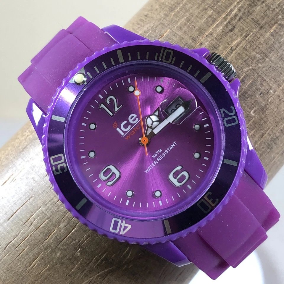 Ice-Watch Women Fashion Purple Silicone Band Quartz Analog 40mm Watch 7 1/2" - Image 1 of 4