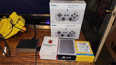 Raspberry Pi 3 Model B 32GB MicroSD Canakit FLIRC Case 8bitdo SN30 Controllers!! - Image 1 of 2